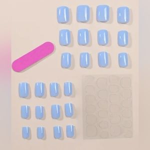 NIB light blue gel polish press on nails gel glue tab adhesive instead of liquid